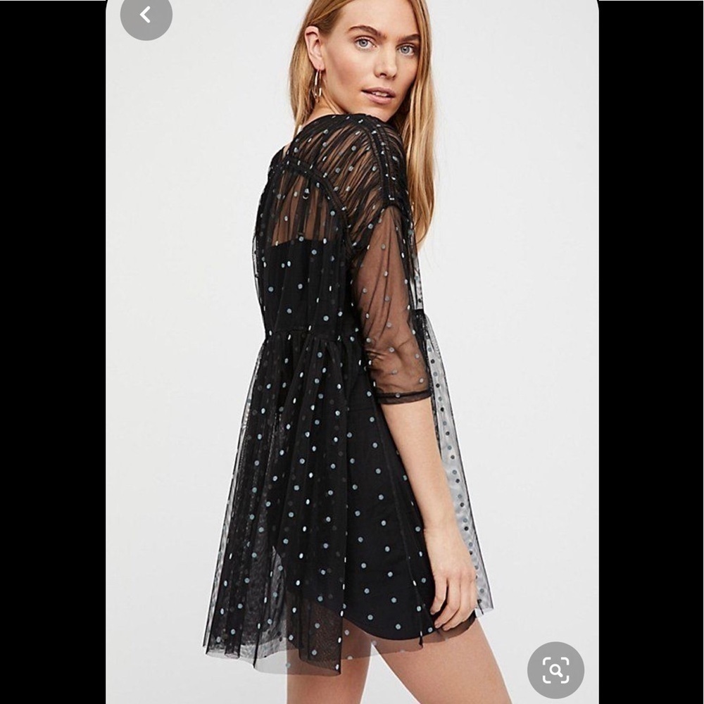 Free People Saya Mesh Dot Tunic Top Black Combo​​​​​​​​​​ - Picture 2 of 11